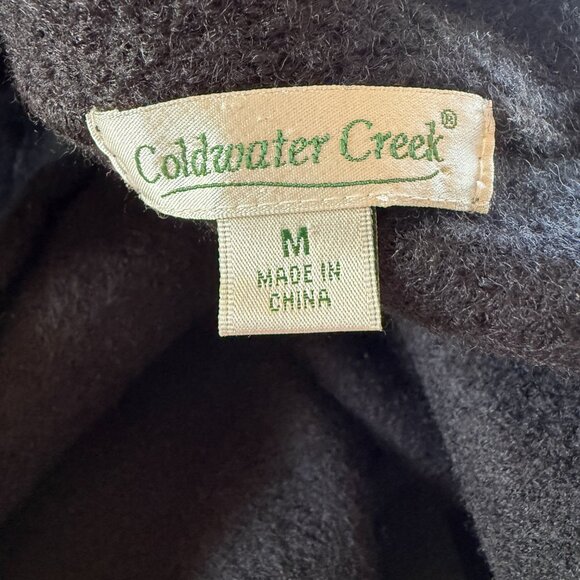 Coldwater Creek black sleeveless mock neck ruffle zip up wool sweater vest M - Picture 7 of 9